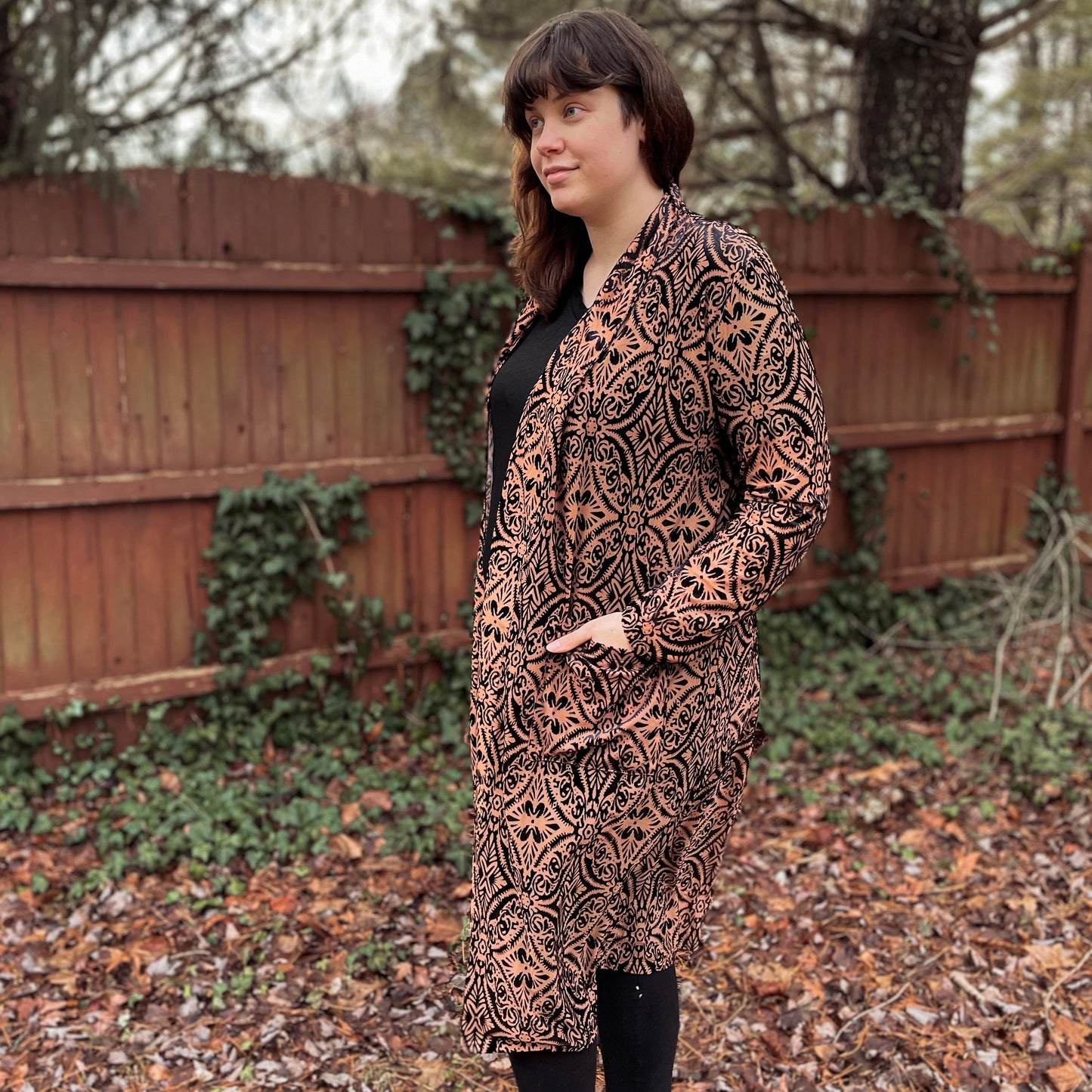 Lydia Mesh & Velvet Duster Cardigan