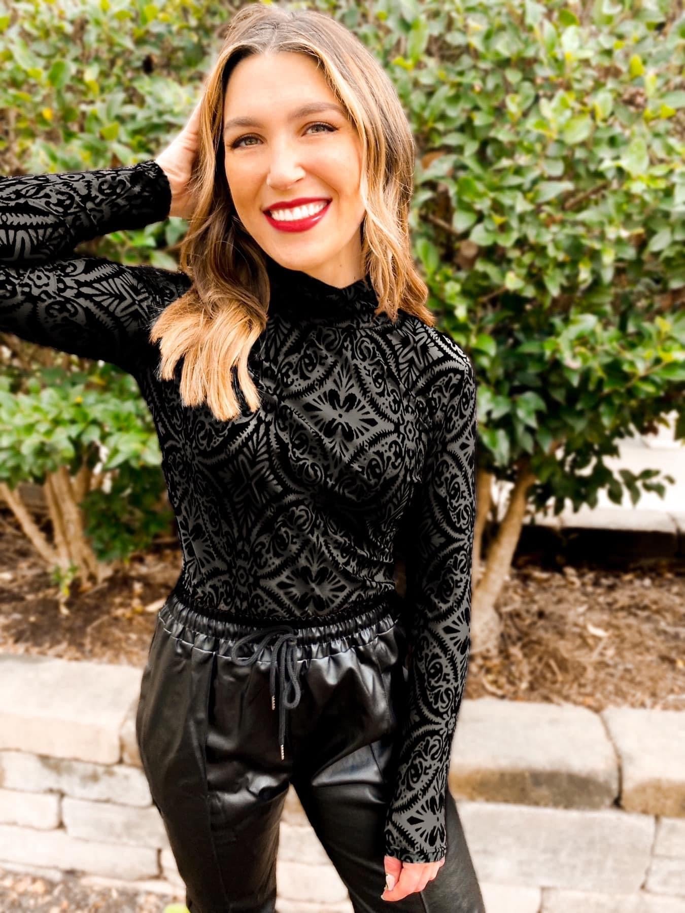 Mystic Mesh & Velvet Top