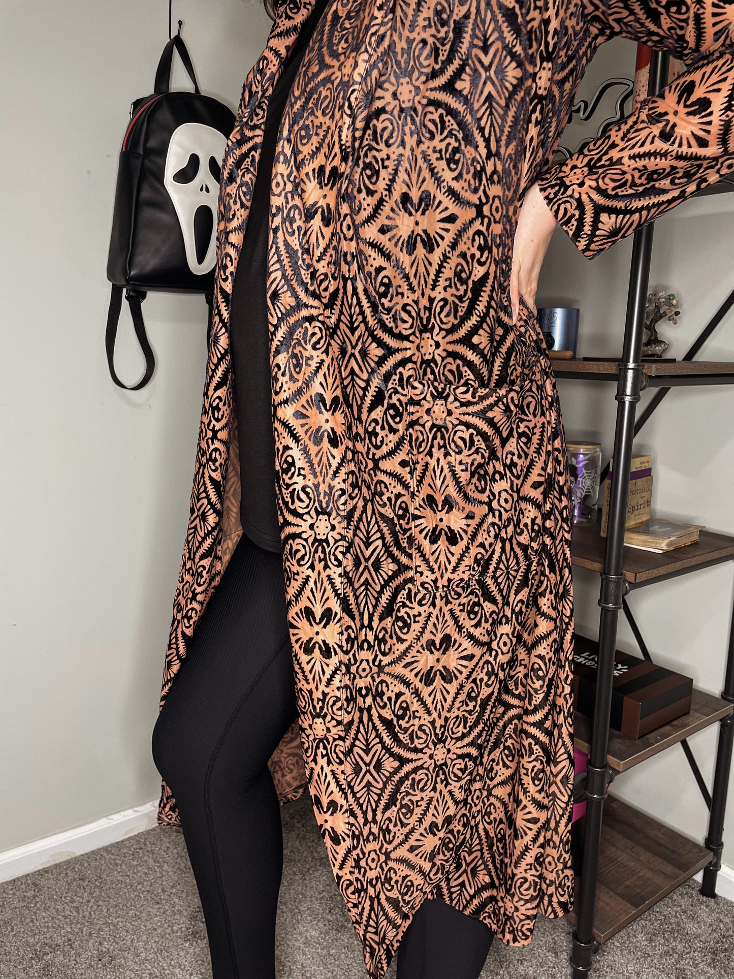 Lydia Mesh & Velvet Duster Cardigan