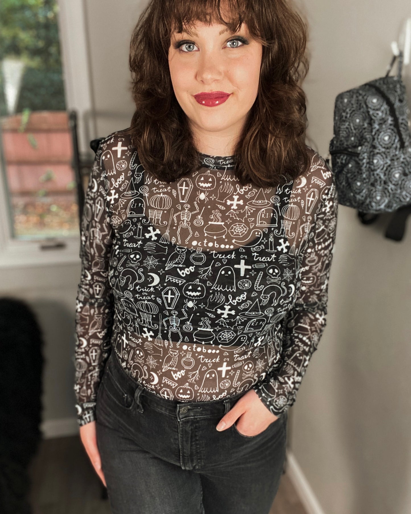 Spooky Icon Mesh Top
