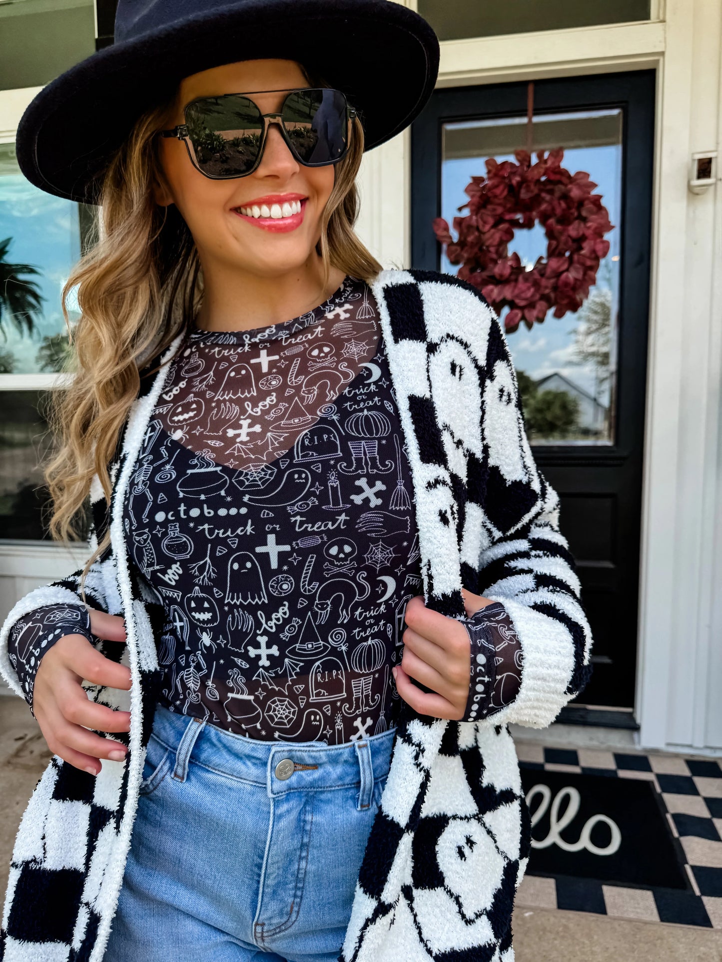 Spooky Icon Mesh Top