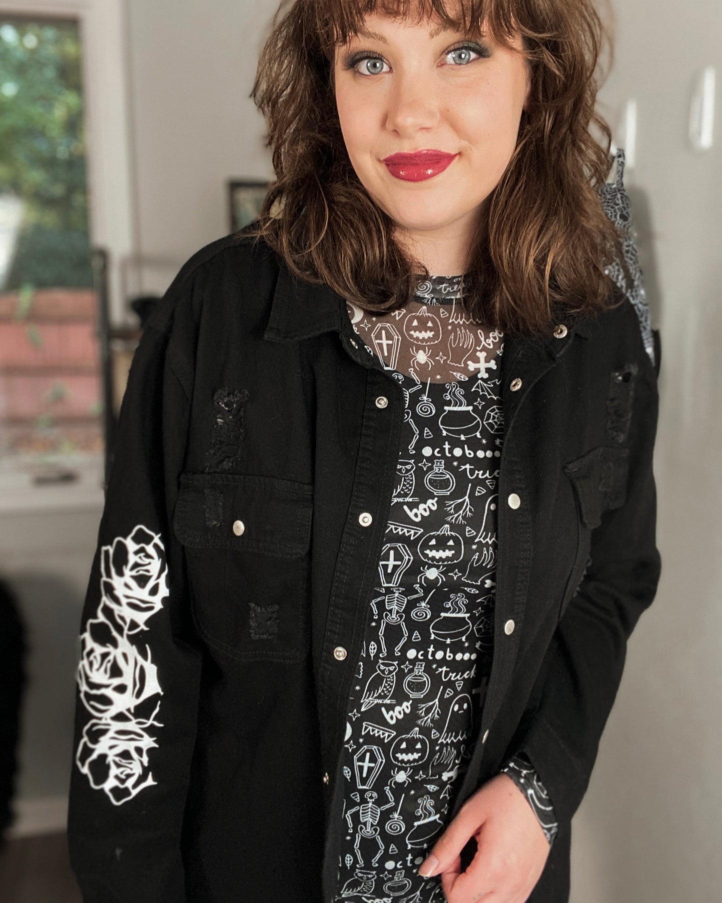 Spooky Icon Mesh Top