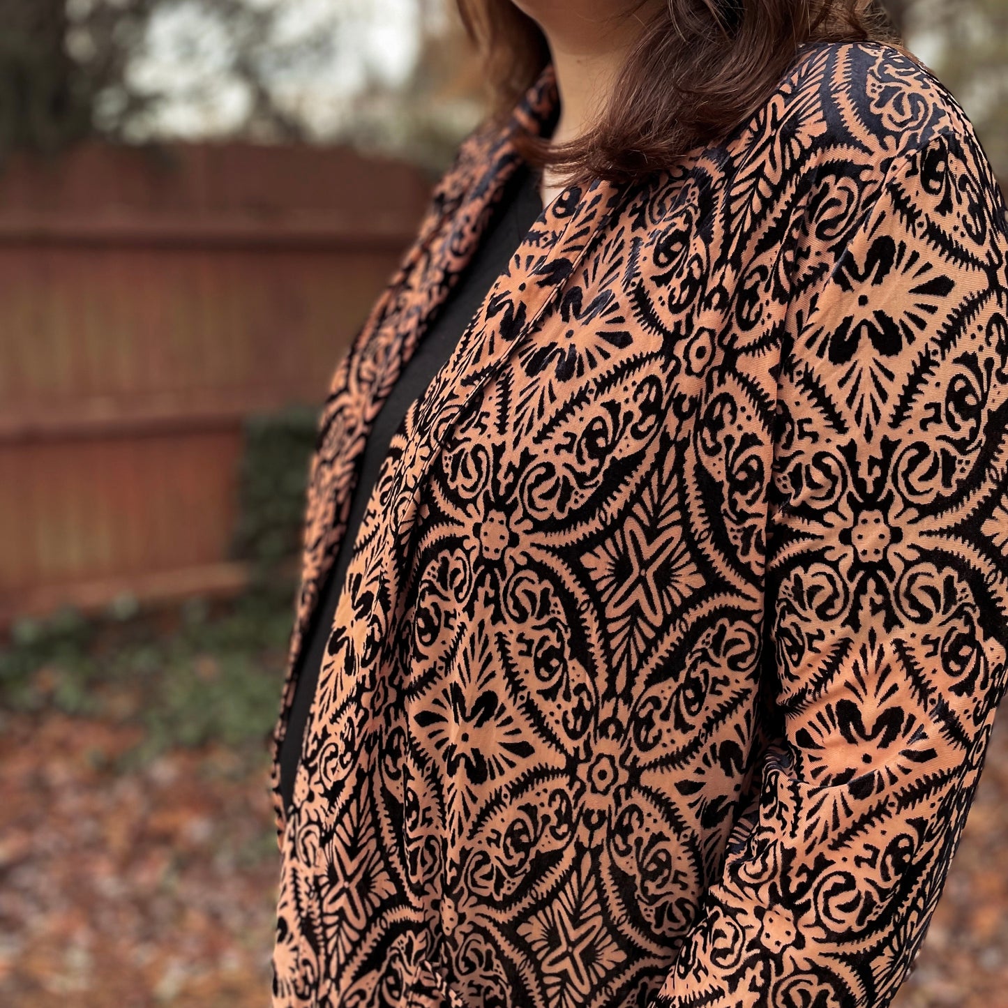 Lydia Mesh & Velvet Duster Cardigan