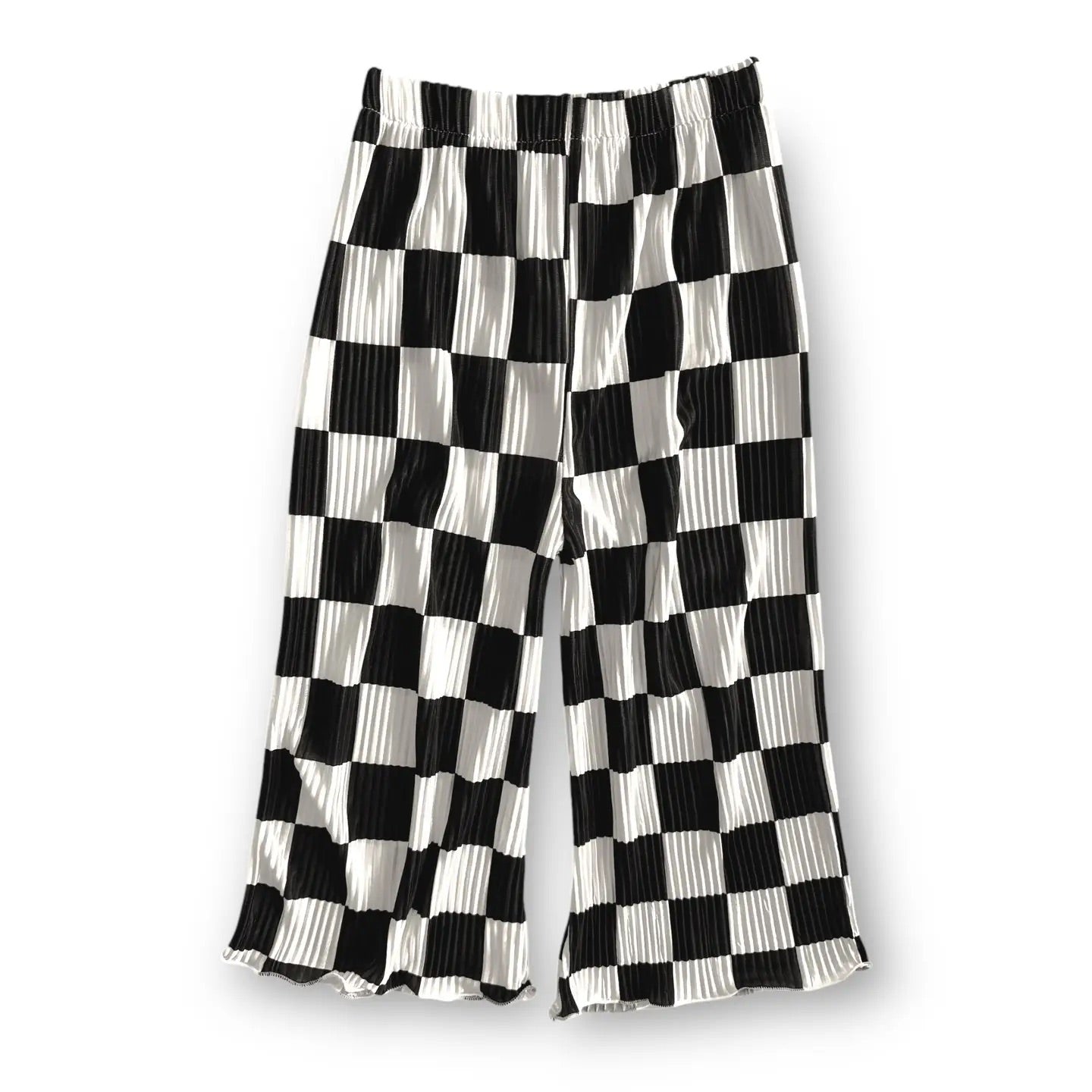 Littles Checked Out Plisse Wide Leg Pants