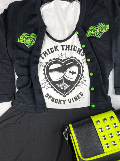 Thick Thighs & Spooky Vibes Raglan Skater Dress