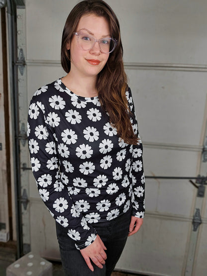 Black Daisy Long Sleeve Shirt