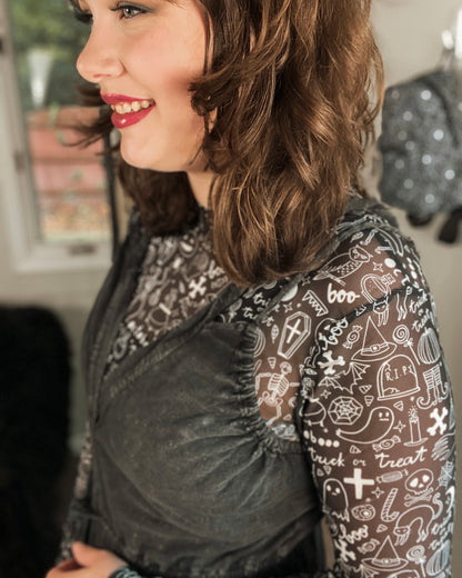 Spooky Icon Mesh Top