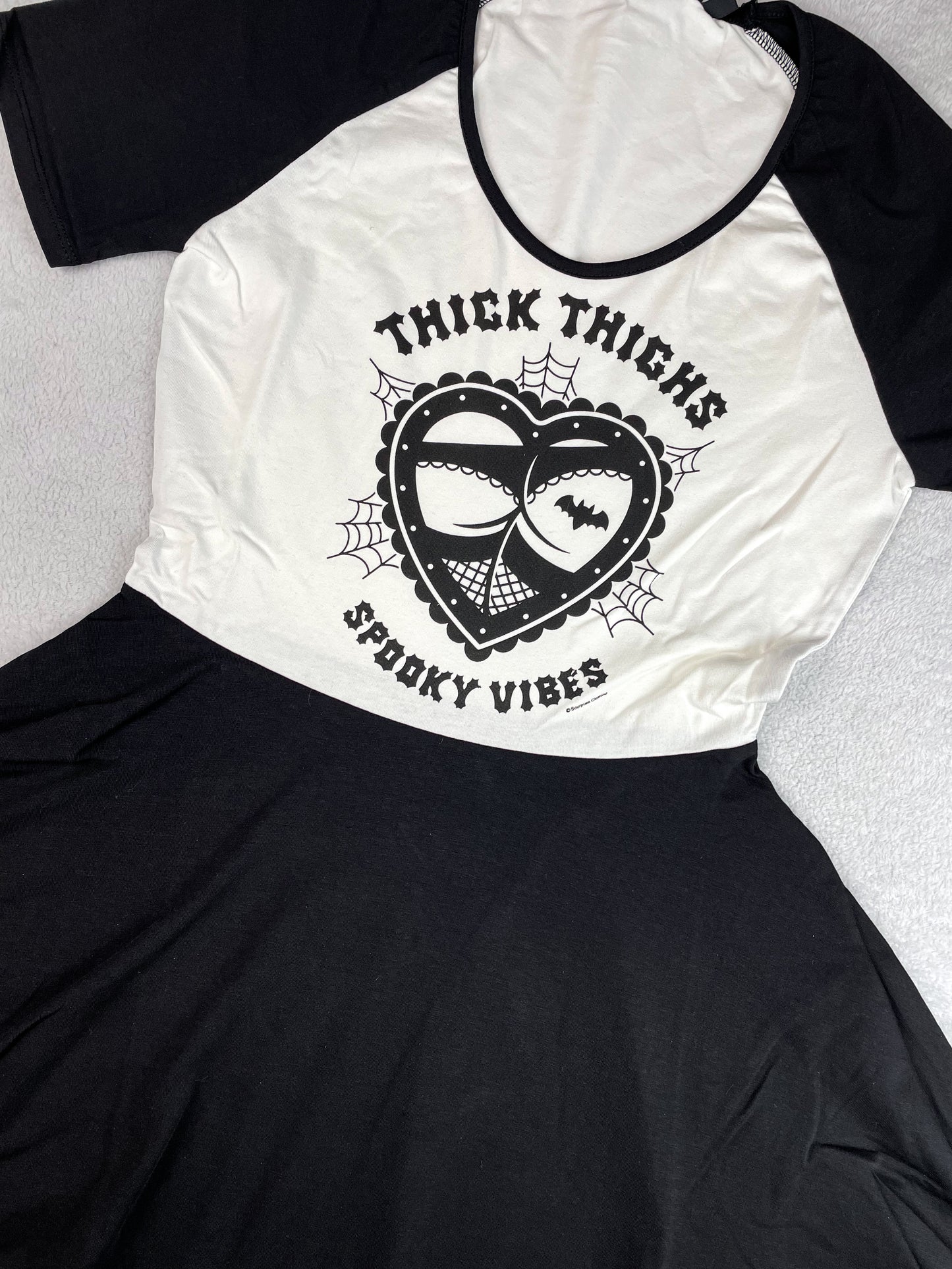 Thick Thighs & Spooky Vibes Raglan Skater Dress