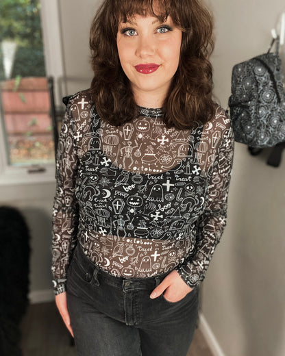 Spooky Icon Mesh Top