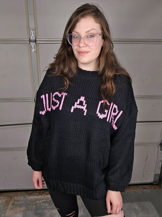 Just a Girl Oversize Knit Sweatshirt