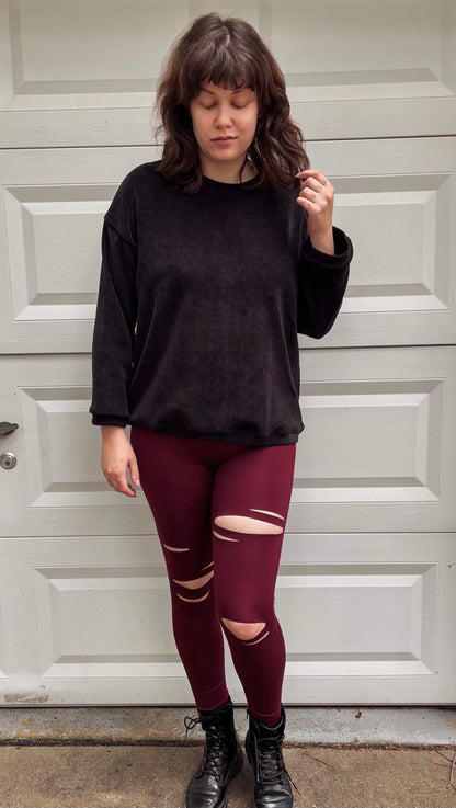 Slasher High Waisted Leggings - Burgundy