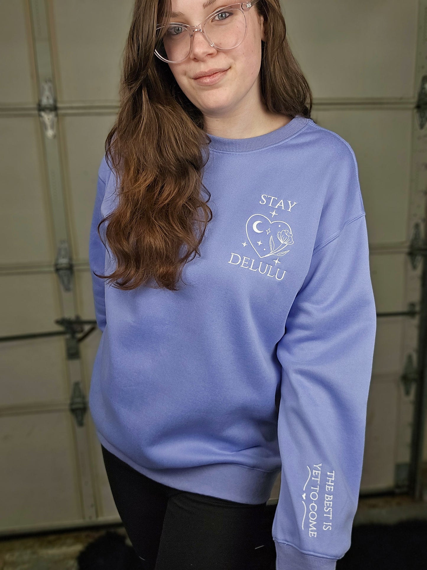 Stay Delulu Embroidered Sweatshirt