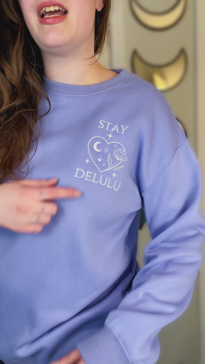 Stay Delulu Embroidered Sweatshirt